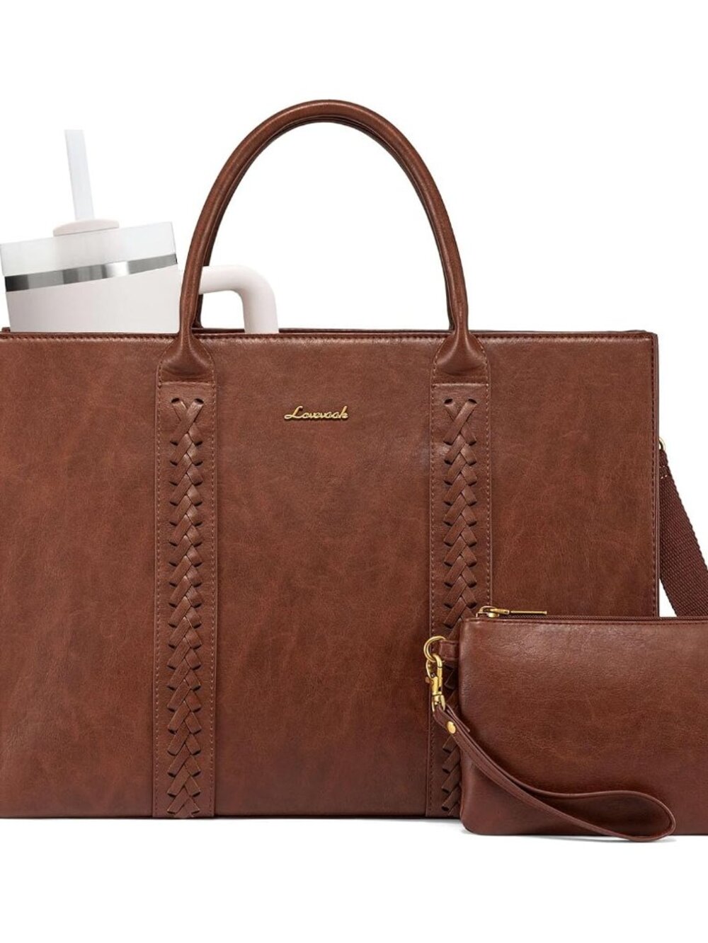 Laptop Tote Bag for Women Teacher Work, Vintage Leather Briefcase